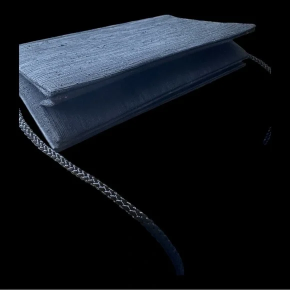 La Regale Vintage Embroidered Raw Black 8” x 5” Satin Clutch or Shoulder Bag - Picture 6 of 10